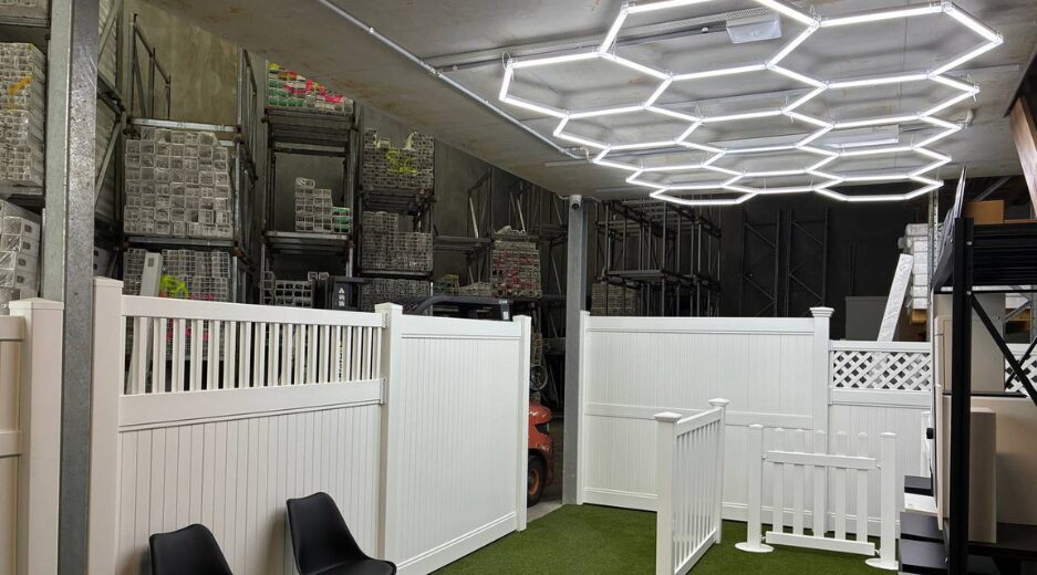 Queensland Fencing Specialists showroom displaying quality PVC fencing products in Queensland